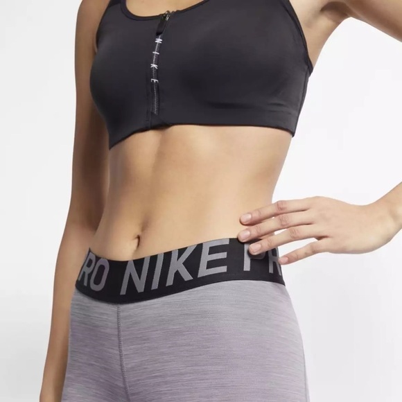 NEW Nike Pro Women's Training Logo Tights/Leggings in Grey Heather Sz ZL - Picture 3 of 4
